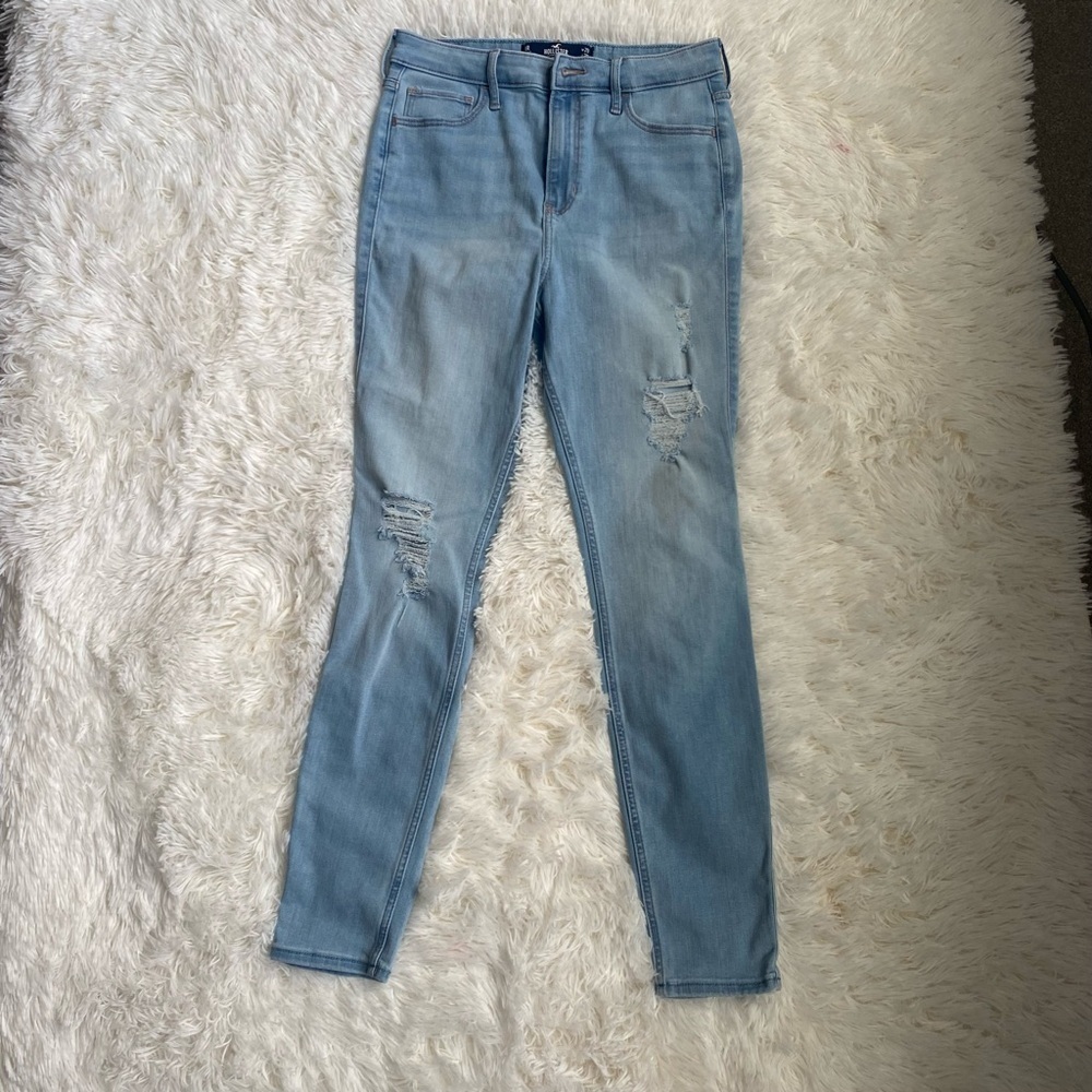 Hollister Ultra High-rise Skinny, Blue Distressed Jeans